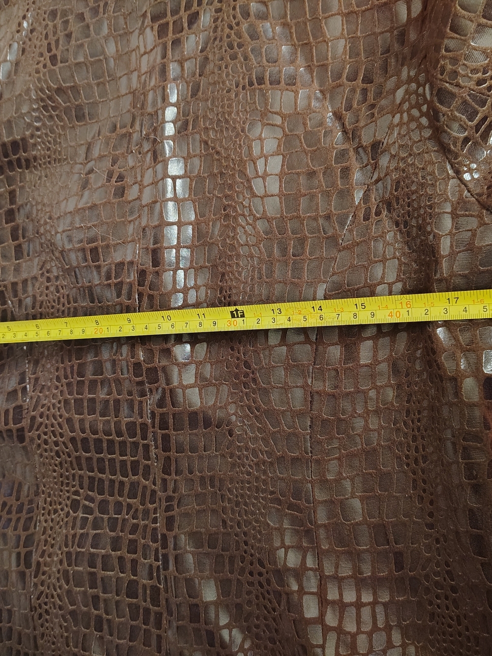 Selene Sport Brown Croc-Embossed Faux Leather Jacket - Picture 11 of 11